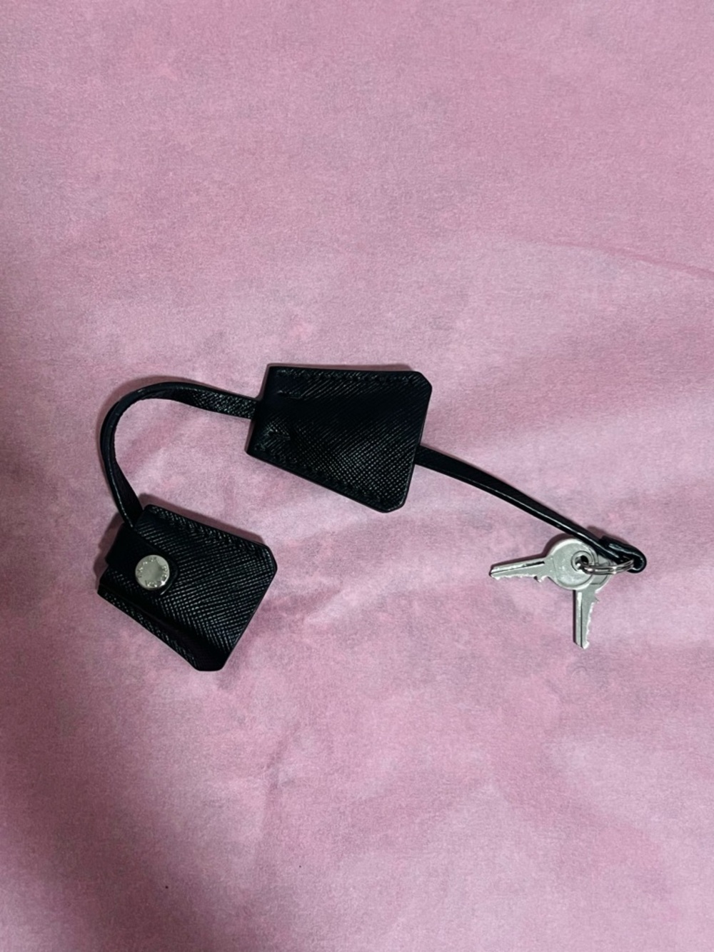 Authentic Prada Saffiano Leather Clochette, Padlock & Keys Set - Black - Picture 4 of 6